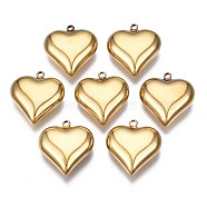 316 Surgical Stainless Steel Pendants, Heart, Real 14K Gold Plated, 17x16x6mm, Hole: 1.4mm(STAS-N097-073)
