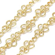 Rack Plating Brass Butterfly Link Chains, Figaro Chains, Soldered, with Spool, Cadmium Free & Lead Free, Real 18K Gold Plated, 20x11x2mm, 7x4.5x1.5mm(CHC-C005-11G)