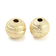 Brass Beads, Cadmium Free & Lead Free, Textured, Round, Real 24K Gold Plated, 8x7.5mm, Hole: 1.5mm(KK-A187-04A-G)