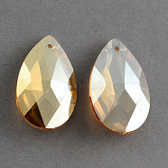Electroplated Glass Pendants, Faceted Teardrop, Peru, 38x22.5x12mm, Hole: 1.5mm(GLAA-R149-02)