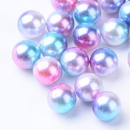Rainbow Acrylic Imitation Pearl Beads, Gradient Mermaid Pearl Beads, No Hole, Round, Deep Sky Blue, 6mm, about 5000pcs/bag(OACR-R065-6mm-01)