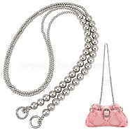 Elite 1Pc Plated Acrylic Bead Chain Bag Handle, with Spring Gate Rings, for Shoulder Bag Replacement Accessories, Silver, 110cm(FIND-PH0009-63)