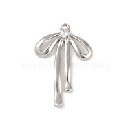 Brass Micro Pave Clear Cubic Zirconia Pendants, with Long Bowknot, Platinum, 19.5x13x2mm, Hole: 0.9mm(KK-Z065-08P)