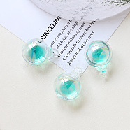 Glass Pendant, Round Ball Charms, Medium Turquoise, 28x20mm(INS-PW0001-13F)