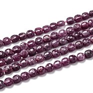 Natural Ruby/Red Corundum Beads Strands, Faceted, Round, 4x2.5mm, Hole: 0.6mm, about 100pcs/strand, 15.35 inch(39cm)(G-H266-19)