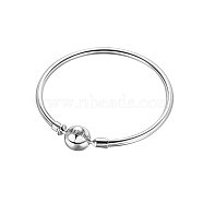 TINYSAND 925 Sterling Silver Basic Bangles for European Style Jewelry Making, Platinum, 170mm(TS-B132-S-17)