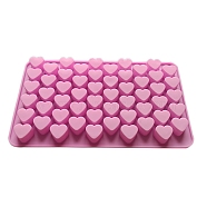 Heart DIY Silicone Molds, Fondant Molds, for Ice, Chocolate, Candy, UV Resin & Epoxy Resin Craft Making, 55 Cavities, Pearl Pink, 189x110x12mm, Inner Diameter: 16mm(SOAP-PW0001-048)
