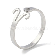 Non-Tarnish Constellations 304 Stainless Steel Open Cuff Ring for Women, Stainless Steel Color, Aries, Inner Diameter: 17.5~18.5mm(RJEW-L122-001P-03)