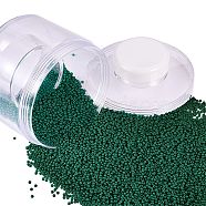 PandaHall Elite 12/0 Grade A Glass Seed Beads, Baking Varnish, Opaque Colours, Round, Sea Green, 2x1.5mm, Hole: 0.3mm, about 150g/box, about 10000pcs/box(SEED-PH0011-13)
