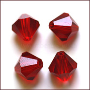 Imitation Austrian Crystal Beads, Grade AAA, Faceted, Bicone, Dark Red, 4x4mm, Hole: 0.7~0.9mm(SWAR-F022-4x4mm-208)