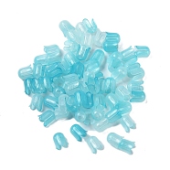Transparent Acrylic Beads Caps, Flower, Cyan, 11.5x10mm, Hole: 2.8mm, 2000pcs/500g(OACR-B022-01C)