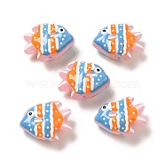 Handmade Lampwork Beads, Fish, Light Sky Blue, 17.5~18x22.5~23x10~10.5mm, Hole: 1~1.2mm(LAMP-G162-02C)