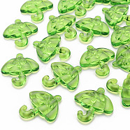 Transparent Acrylic Pendants, Umbrella with Bowknot, Green, 42.5x38x7.5mm, Hole: 3x3.5mm, about 109pcs/500g(TACR-T024-01B-925)