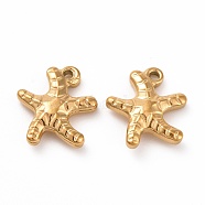 201 Stainless Steel Charms, Starfish/Sea Stars, Golden, 14x12x3.5mm, Hole: 1mm(STAS-G071-06G)