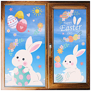 8 Sheets 8 Styles Easter Egg PVC Waterproof Wall Stickers, Self-Adhesive Decals, for Window or Stairway Home Decoration, Rectangle, Rabbit, 200x145mm, about 1 sheets/style(DIY-WH0345-104)