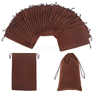 Rectangle Velvet Pouches, Candy Gift Bags Christmas Party Wedding Favors Bags, Coconut Brown, 23x15cm(TP-NB0001-19C)