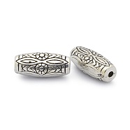 CCB Plastic Carved Beads, Drum, Antique Silver, 25x11x8.5mm, Hole: 3mm(CCB-J027-22AS)
