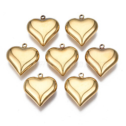 316 Surgical Stainless Steel Pendants, Heart, Real 14K Gold Plated, 17x16x6mm, Hole: 1.4mm(STAS-N097-073)