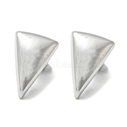 Non-Tarnish 304 Stainless Steel Stud Earrings Findings, with Loops, Stainless Steel Color, Triangle, 19x13mm, Hole: 2.5mm, Pin: 10x0.8mm(STAS-G320-01B-P)