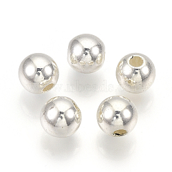 ABS Plastic Beads, Round, Silver Color Plated, 7.5~8x7~7.5mm, Hole: 1.6~2mm(X-OACR-S032-8mm-02)