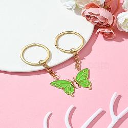 Alloy Enamel Keychain, with Iron Findings, Butterfly, Lime Green, 86mm(KEYC-YW00059-03)