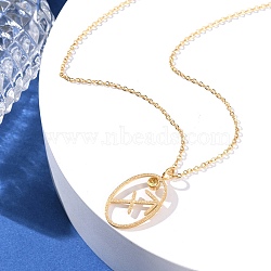 304 Stainless Steel Cubic Zirconia Twelve Constellations Runes Pendant Cable Chain Necklaces for Women, Real 18K Gold Plated, Sagittarius, 17.83 inch(45.3cm)(NJEW-B121-02G-09)