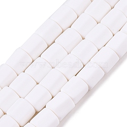 Handmade Polymer Clay Beads Strands, Hexagon Barrel, White, 6x6x5.5mm, Hole: 1.8mm, about 63~64pcs/strand, 15.55~15.79 inch(39.5~40.1cm)(CLAY-T021-02K)