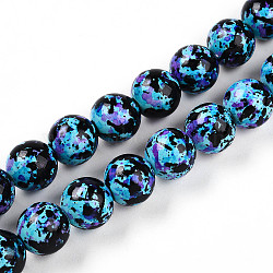 Synthetic Turquoise Beads Strands, Spray Painted, Round, Black, 13x14mm, Hole: 1mm, about 28pcs/strand, 14.57''(37cm)(TURQ-T004-08A-02)