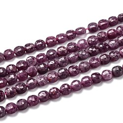 Natural Ruby Beads Strands, Faceted, Round, 4x2.5mm, Hole: 0.6mm, about 100pcs/strand, 15.35 inch(39cm)(G-H266-19)