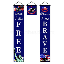 Polyester Hanging Sign for Home Office Front Door Porch Decorations, Rectangle & Square, Word Free Brave, Dark Blue, 180x30cm and 30x30cm, 3pcs/set(HJEW-WH0023-003)
