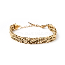 Ion Plating(IP) 304 Stainless Steel Mesh Chain Bracelet, Watch Band Bracelet for Men Women, Golden, 6-3/4 inch(17cm)(X-BJEW-G669-14G)