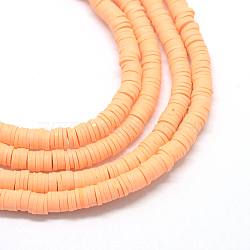 Handmade Polymer Clay Beads, Disc/Flat Round, Heishi Beads, PeachPuff, 6x1mm, Hole: 2mm, about 380~400pcs/strand, 17.7 inch(X-CLAY-R067-6.0mm-13)