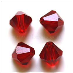 Imitation Austrian Crystal Beads, Grade AAA, K9 Glass, Faceted, Bicone, Dark Red, 4x4mm, Hole: 0.7~0.9mm(SWAR-F022-4x4mm-208)