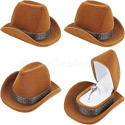 Cowboy Hat Velvet Boxes, Jewelry Package Supplies, Sienna, 6.85x5.8x3.5cm, 4pcs/bag(CON-CA0001-012)