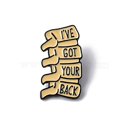 Bone Theme Enamel Pins, Alloy Brooches for Backpack Clothes, Word I've Got Your Back, 34.5x19.5mm(JEWB-D300-06EB-03)