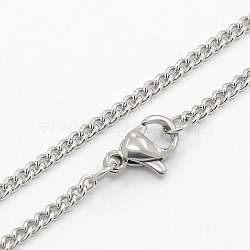 304 Stainless Steel Curb Chain Necklaces, with Lobster Claw Clasps, Stainless Steel Color, 18.9 inch(48cm)(X-STAS-O037-114P)