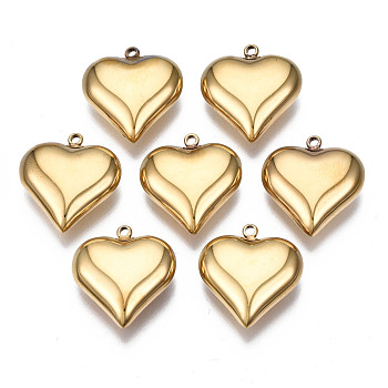 316 Surgical Stainless Steel Pendants, Heart, Real 14K Gold Plated, 17x16x6mm, Hole: 1.4mm