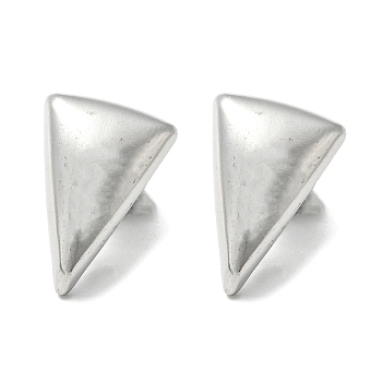 304 Stainless Steel Stud Earrings Findings, with Loops, Stainless Steel Color, Triangle, 19x13mm, Hole: 2.5mm, Pin: 10x0.8mm