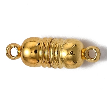 Brass Magnetic Clasps with Loops, Oval, Golden, 18x6mm, Hole: 1.6mm