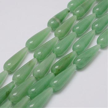 Natural Green Aventurine Beads Strands, teardrop, 30x10mm, Hole: 1mm, about 13pcs/strand, 14.9 inch(38cm)