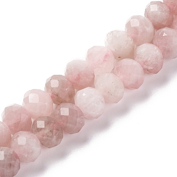 Natural Rose Quartz Beads Strands, Faceted, Rondelle, 8x6mm, Hole: 1mm, about 63~64pcs/strand, 14.96''~15.35''(38~39cm)