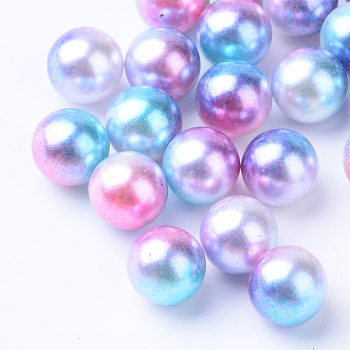 Rainbow Acrylic Imitation Pearl Beads, Gradient Mermaid Pearl Beads, No Hole, Round, Deep Sky Blue, 6mm, about 5000pcs/bag