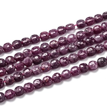 Natural Ruby/Red Corundum Beads Strands, Faceted, Round, 4x2.5mm, Hole: 0.6mm, about 100pcs/strand, 15.35 inch(39cm)