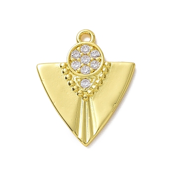 Eco-friendly Rack Plating Brass Micro Pave Cubic Zirconia Pendants, Cadmium Free & Lead Free, Long-Lasting Plated, Arrowhead Charm, Real 18K Gold Plated, 18x14.5x1.5mm, Hole: 1.4mm