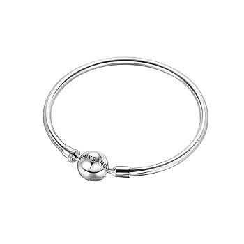 TINYSAND 925 Sterling Silver Basic Bangles for European Style Jewelry Making, Platinum, 170mm