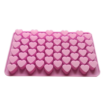 Heart DIY Silicone Molds, Fondant Molds, for Ice, Chocolate, Candy, UV Resin & Epoxy Resin Craft Making, 55 Cavities, Pearl Pink, 189x110x12mm, Inner Diameter: 16mm