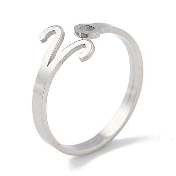 Non-Tarnish Constellations 304 Stainless Steel Open Cuff Ring for Women, Stainless Steel Color, Aries, Inner Diameter: 17.5~18.5mm