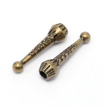 Alloy Cord Ends, Microphone, Antique Bronze, 32.5x9mm, Inner Diameter: 4mm