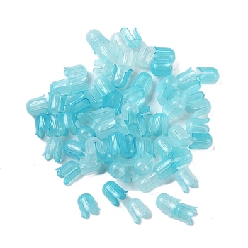 Transparent Acrylic Beads Caps, Flower, Cyan, 11.5x10mm, Hole: 2.8mm, 2000pcs/500g