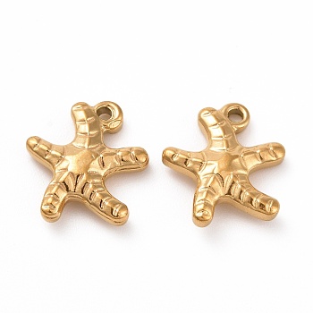 201 Stainless Steel Charms, Starfish/Sea Stars, Golden, 14x12x3.5mm, Hole: 1mm